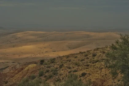 Morocco autumn travel - Agafay desert view from atlas mountains