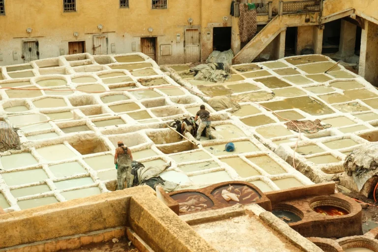Fes medina guide Morocco - A view of traditional leather tanneries