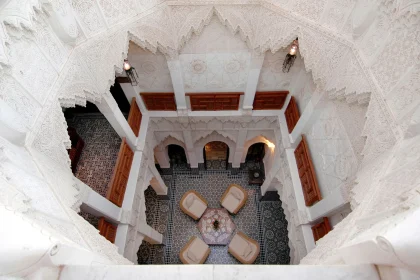 Morocco architectural hotels unique stay - Stunning high-angle view of a traditional