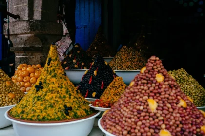 Moroccan street food - Vibrant array of spices and condiments