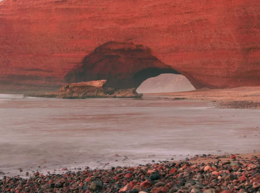 Morocco hidden beaches - A stunning natural arch formation on